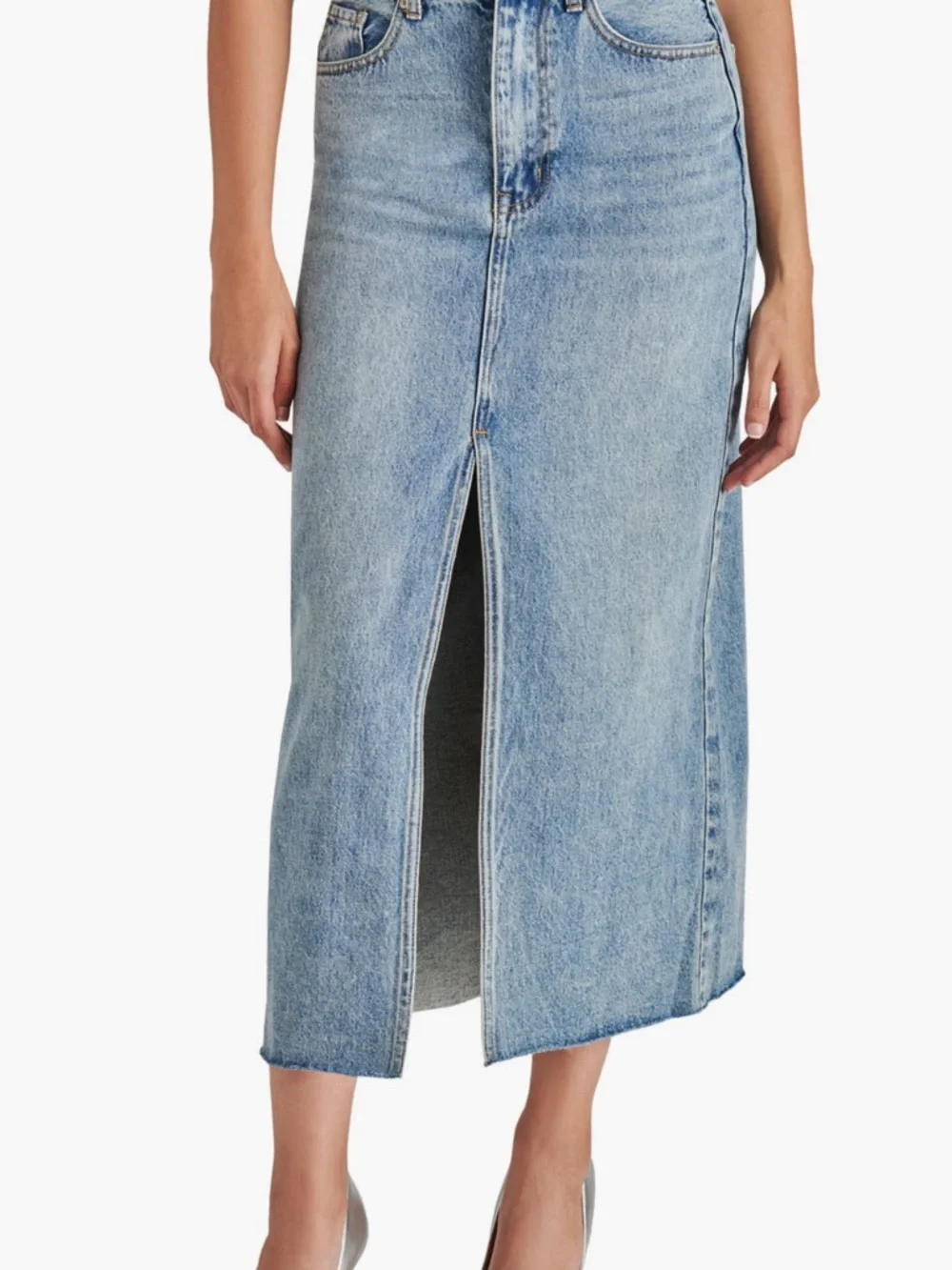 Steve Madden Avani Front Slit Denim Skirt - Picture 2 of 4